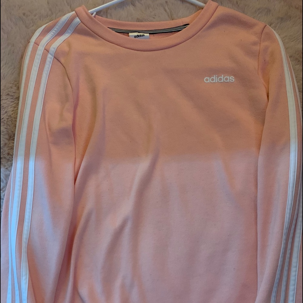 Pink and white Adidas pull over!
